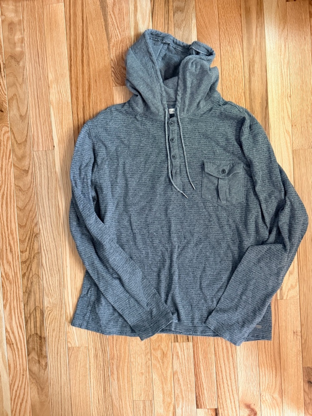 Calvin Klein Men's Gray Hooded Henley Sweatshirt
